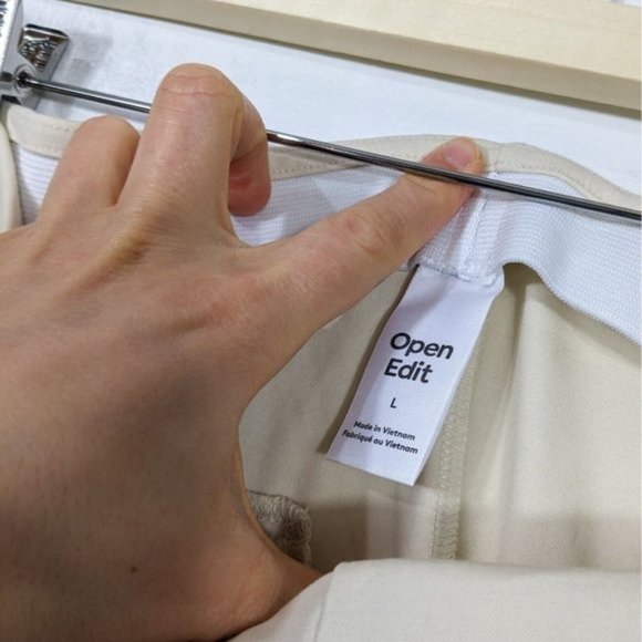 OPEN EDIT Women's Split Hem Knit Skinny Pants NWT Size Large Ivory Birch - Picture 8 of 9